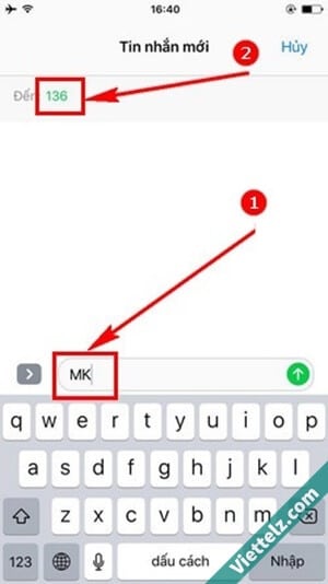 Soạn tin nhắn MK gửi 136